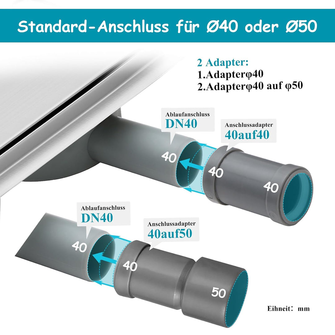 Duschrinne 60cm 304 Edelstahl Bodenablauf - 360° Siphon Befliesbar Duschablauf Extra Flach mit Geruc