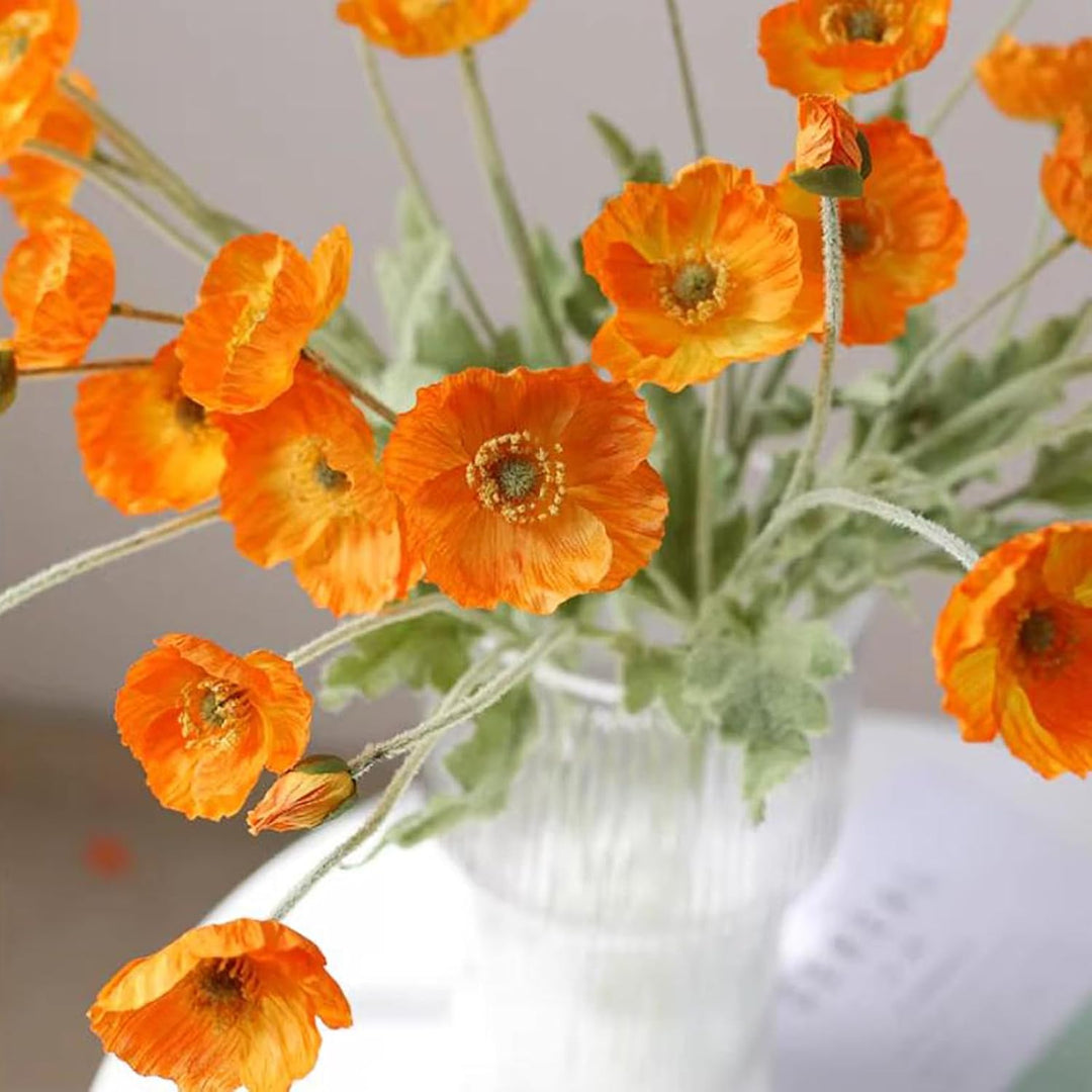 DUYONE Künstliche Mohnblumen-Seide, 6 Stiele, für Heimdekoration, Hochzeitsstrauss, Kunstblumen-Mitt