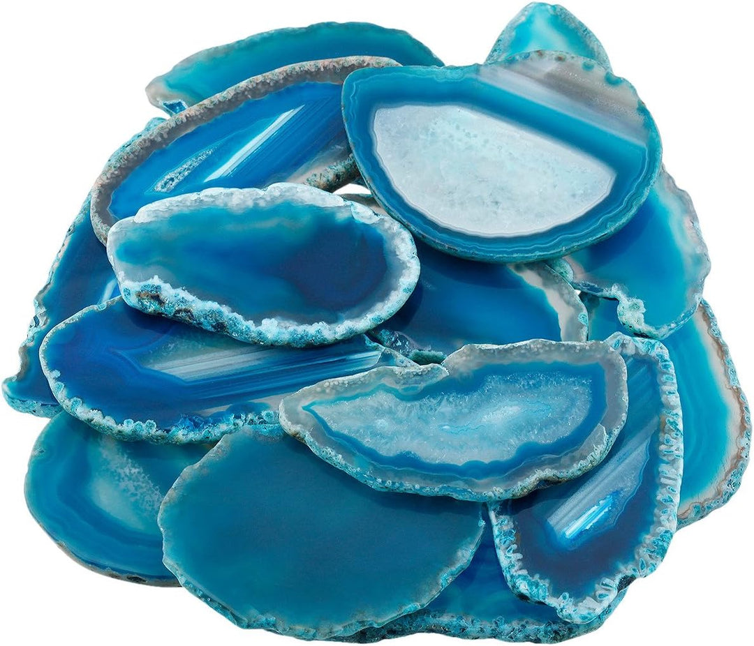 Nupuyai 10 Stück Blau Achatscheiben Edelstein Poliert Geode Achat Scheiben für Schmuckherstellung Ho