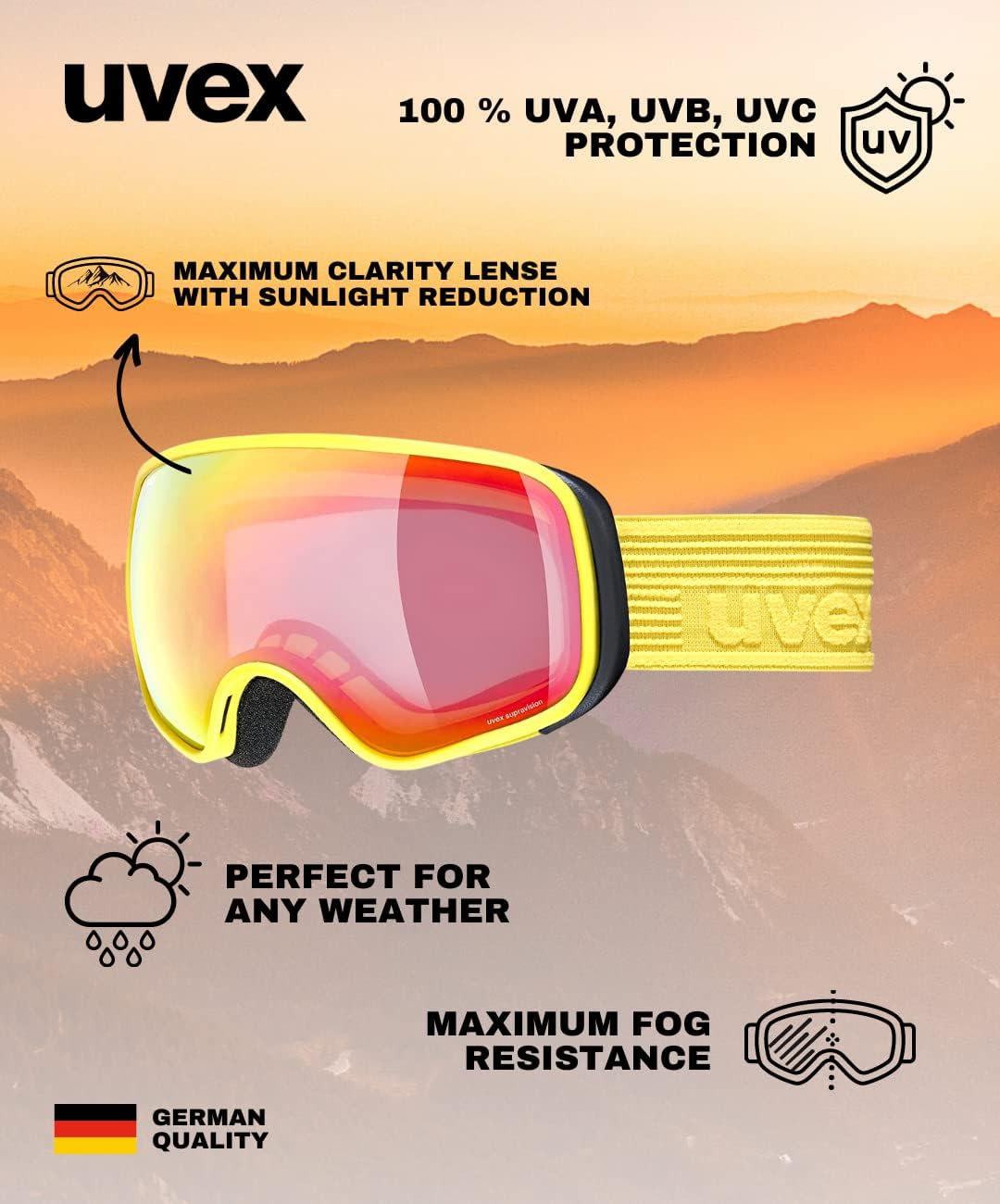 Uvex Unisex Kinder Scribble Fm Sph Skibrille (1er Pack) Einheitsgrösse yellow/rainbow-clear, Einheit