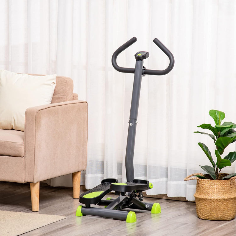 HOMCOM Stepper Fitness Swing Stepper mit LCD-Schirm und Handgriff Hometrainer für Zuhause bis 100 kg