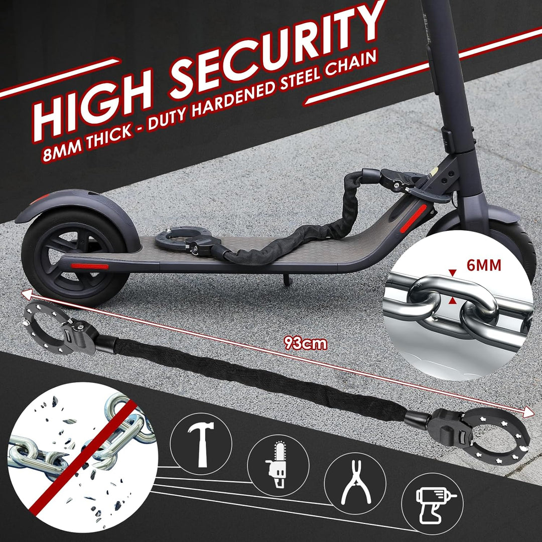 E Scooter Schloss 8mm, Handschellenschloss, Fahrradschlossmit Schlüssel, Hochsicherheits-Schlösse, 9