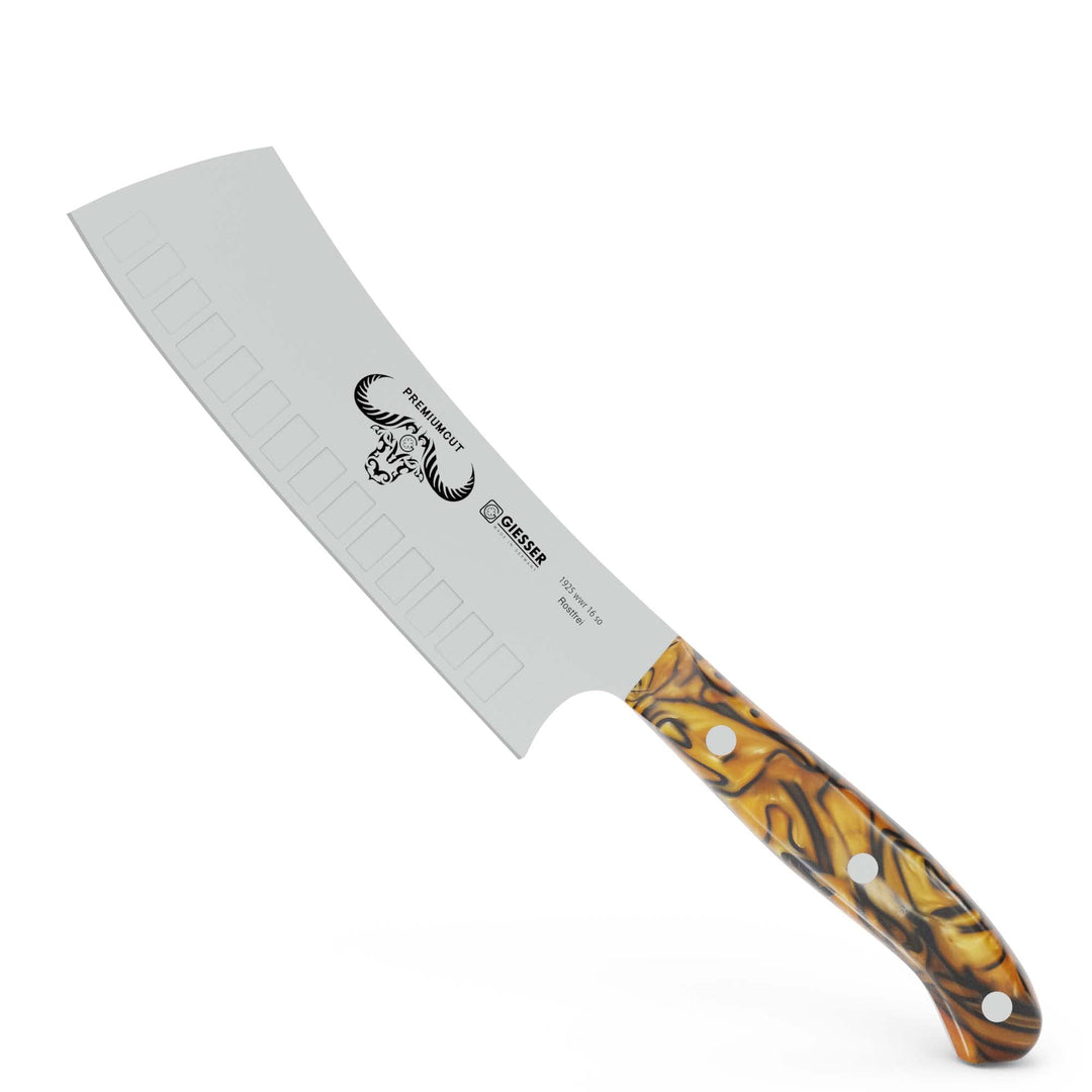 GIESSER seit 1776 - Made in Germany - Japanisches Kochmesser 16 cm, Kullenschliff, Spicy Orange, Pre