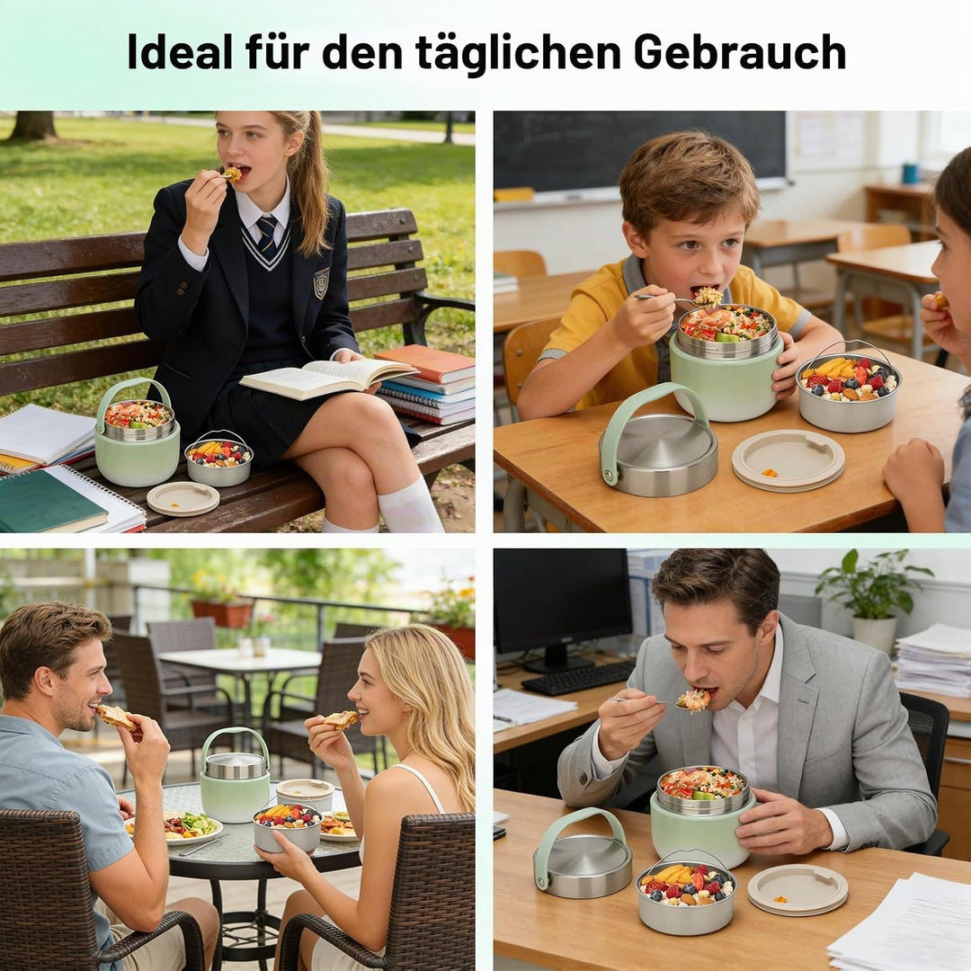VINATO Thermobehälter für Essen 1200ml | Edelstahl Thermo Lunchbox mit Deckel, Warmhaltebehälter Erw