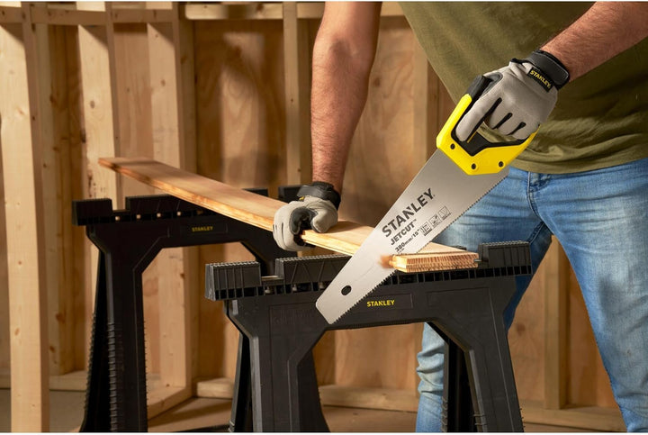 Stanley JetCut Handsäge (fein, 380 mm Länge, 11 Zähne/Inch, Bi-Material, Hardpoint-Verzahnung, 45°/9