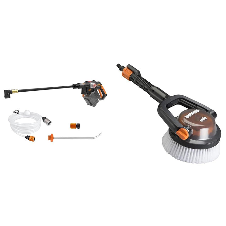 WORX WG633E.9 Hydroshot Akku-Hochdruckreiniger 20V & WA1820 Hydroshot Haarbürste, weich, Schwarz
