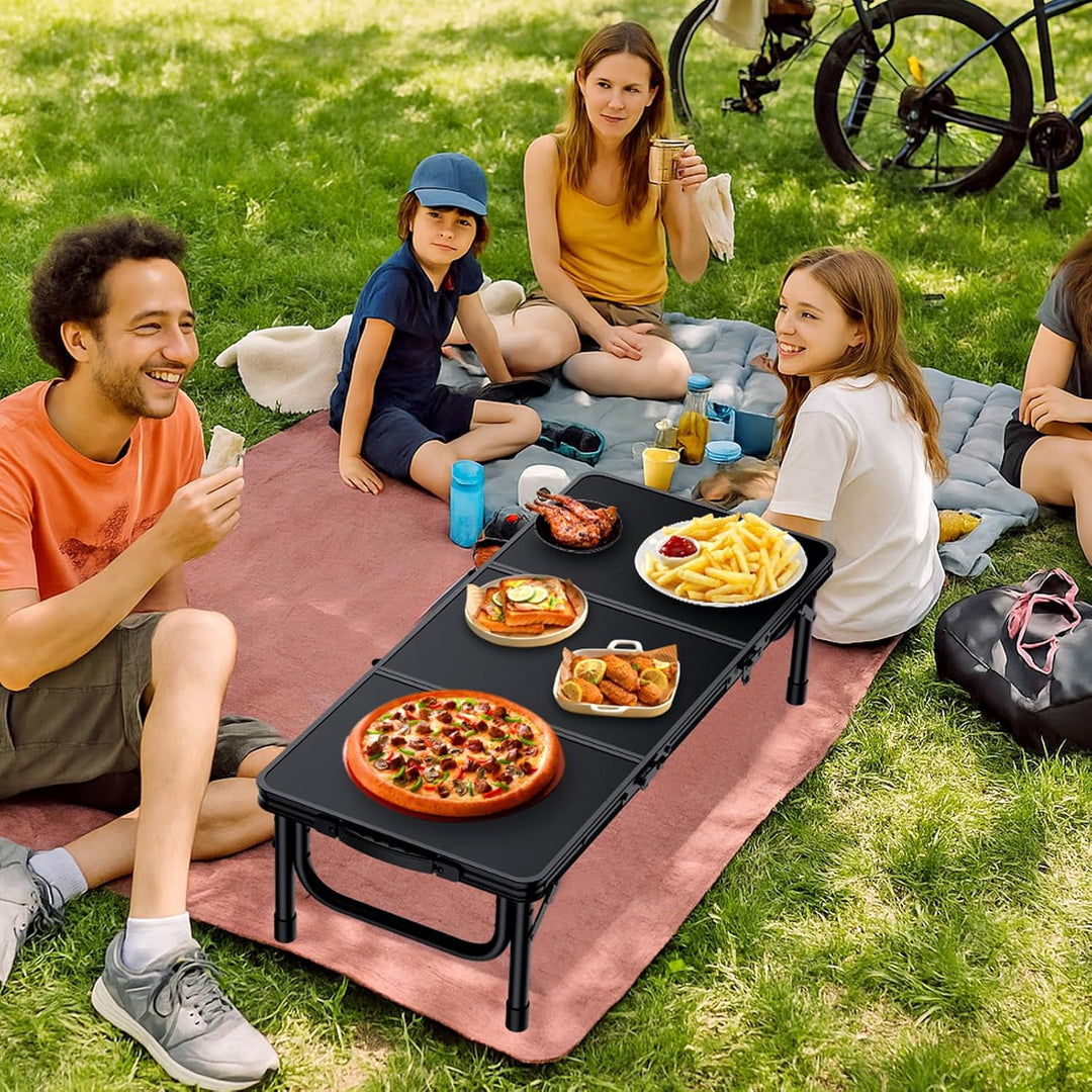 Anbte Campingtisch Klapptisch 87x40x26cm(LxBxH) mit Dicker Aluminium Rahmen Niedriger Picknicktisch