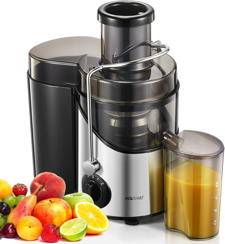 HOUSNAT Entsafter Gemüset und Obst, Juicer mit Grossem Mund, Grossem 65-mm-Zufuhrschacht und 3 Gesch
