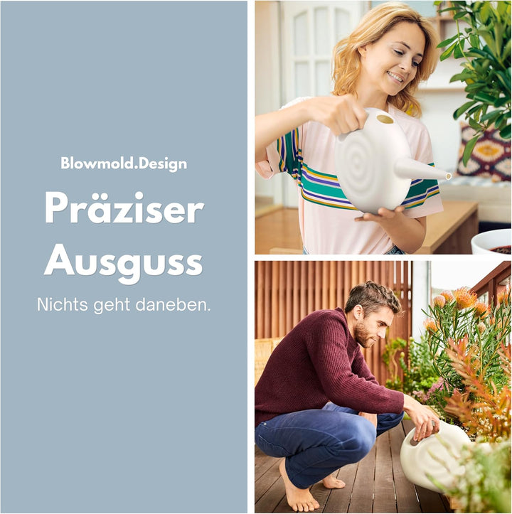 Blowmold.Design Giesskanne in Weiss – 2 Liter Giesskanne Robust für Innen und Aussen - Perfekt für Z