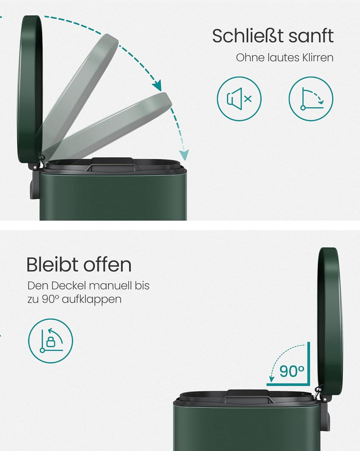 SONGMICS Mülleimer Küche, 50 Liter, Abfalleimer, Treteimer, mit Deckel, Softclose, Fusspedal, Stahl,