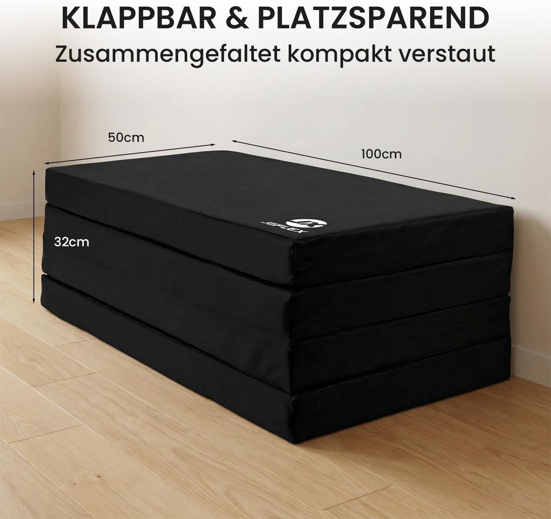 Jeflex - klappbare Weichbodenmatte & Turnmatte 200 x 100 x 8 cm MADE IN GERMANY/Gymnastikmatte tragb