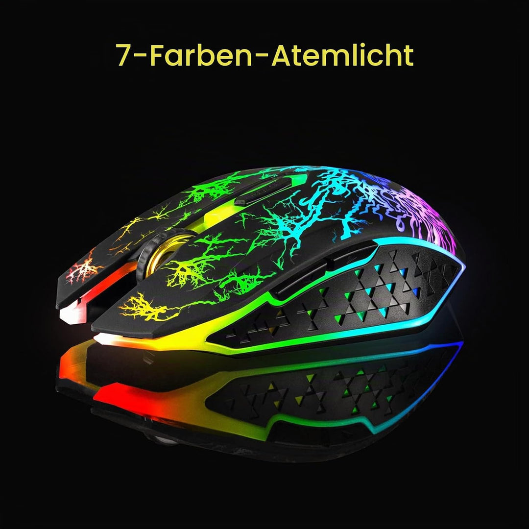 VEGCOO Gaming Maus Kabellose Mouse Gaming Silent Optical Sensor mit 1600/1200/800 DPI PC Maus Gaming