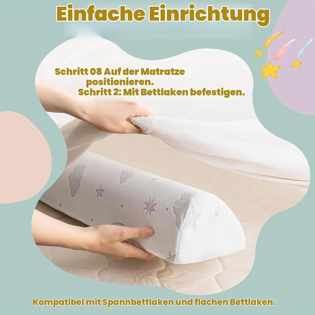 Rausfallschutz Kinderbett - Halb-Wassertropfen Schaumstoff-Schutz, Anti-Rutsch-Grip, Air-Layer-Bezug
