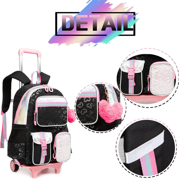 HTgroce Kinder Trolley Rucksack Schultasche Schulranzen Mädchen schultrolleys Schulrucksack Kinderko