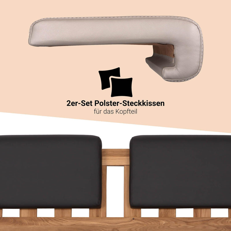 Staboos 2er Set Leder Polsterkissen, Steckkissen für Bettkopfteil zum einhängen, Rückenlehne für Bet