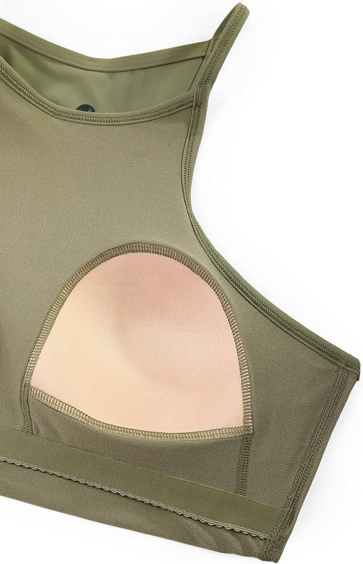 CRZ YOGA Damen Bikinitops Stehkragen Bikini Sport BH Racerback Gepolstert Bikinioberteil Sexy Bikini