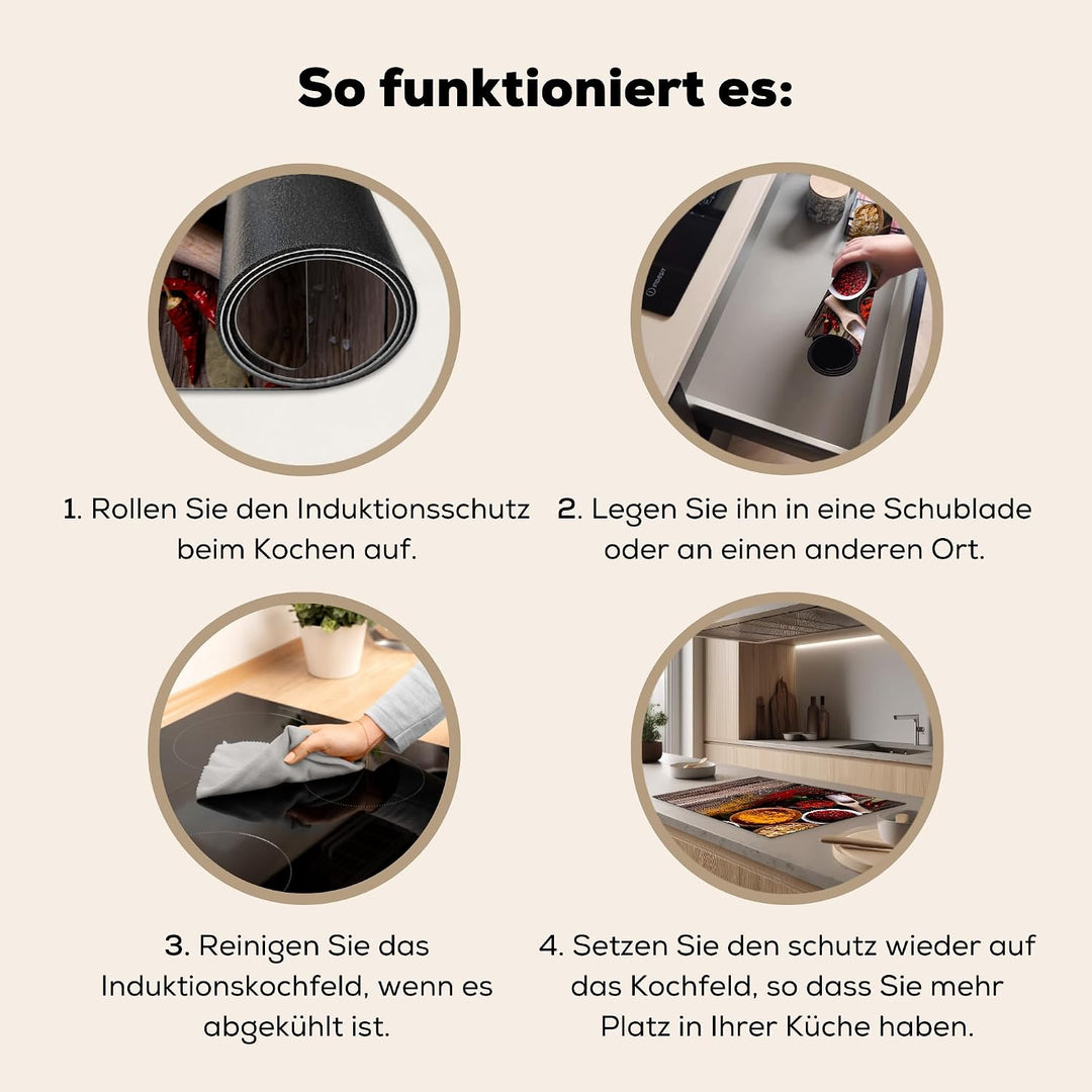 KitchenYeah© Herdabdeckplatte Einteilig Induktionsmatte Küche Abdeckung | 78x52 cm - Ceranfeld Herd