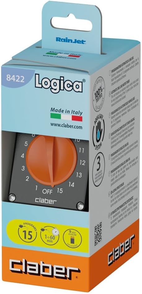 Claber 53922 8422 Aquauno Logica Programmierer, Schwarz/Orange Einzeln