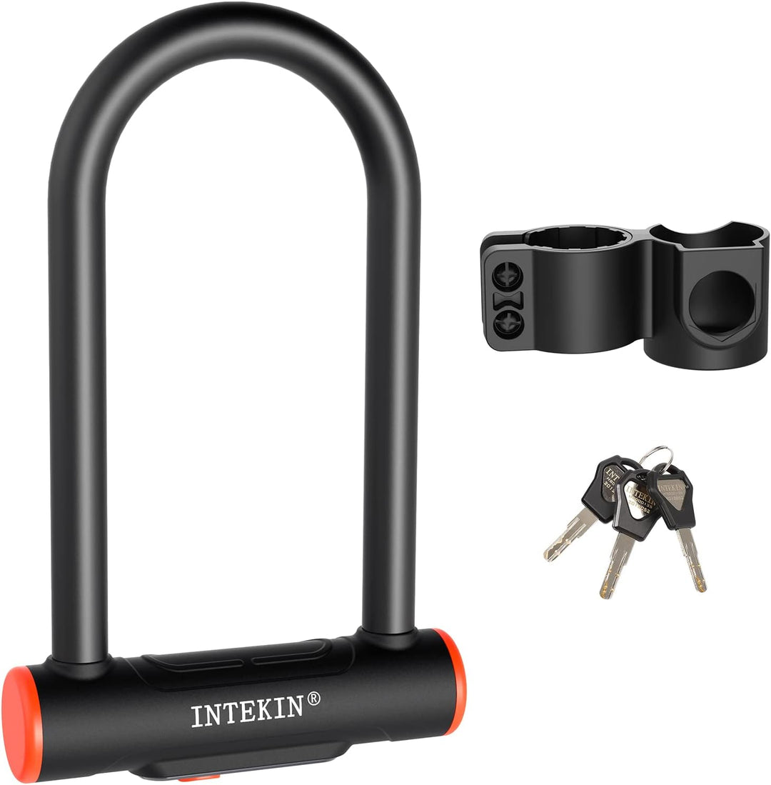 INTEKIN Fahrradschloss mit 16mm starkem Bügel, Fahrrad Bügelschloss mit Halterung, schweres Fahrrad