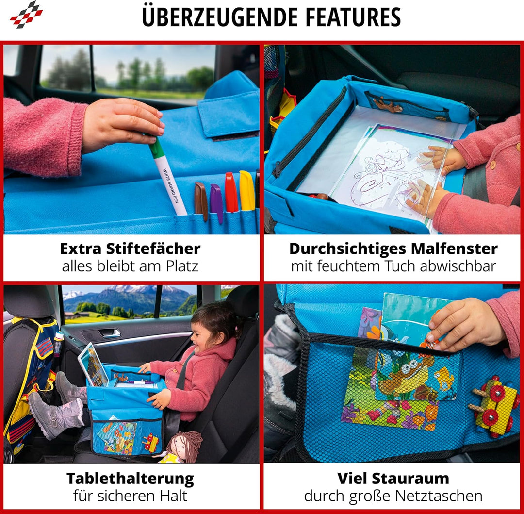 WALSER Reisetisch Auto Kinder, Autotisch für Kind, Knietablett Kinder Auto, Auto Tisch Kinder, Auto