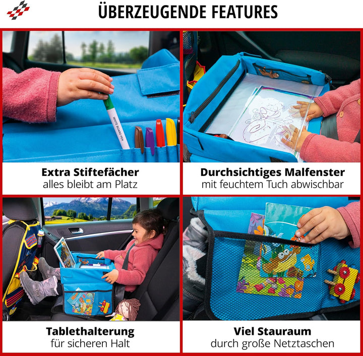 WALSER Reisetisch Auto Kinder, Autotisch für Kind, Knietablett Kinder Auto, Auto Tisch Kinder, Auto