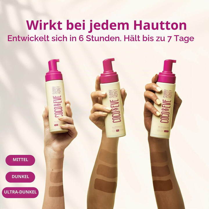 Coco &amp; Eve Sunny Honey Bali Bronzing Bundle (Mittel). All Natural Sunless Tanning Mousse. Instant Se
