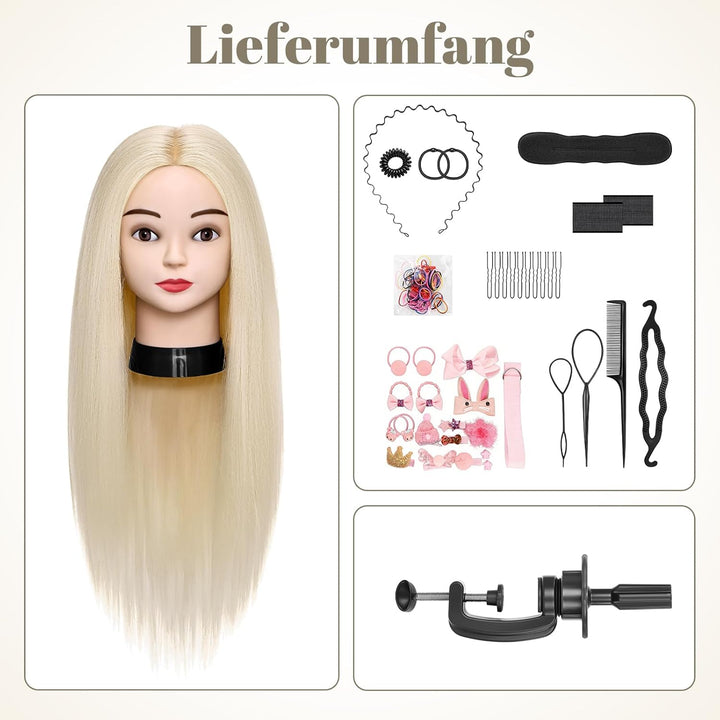 TwoWin Trainingsköpfe 70% Echtes Haar Blond Kosmetologie Puppe Kopf Friseur Training Modell Mannequi