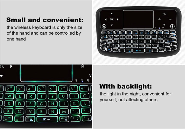 Denash 2,4 GHz Wireless-Tastatur, Hintergrundbeleuchtung Touchpad-Tastatur Fernbedienung Maus-Tastat