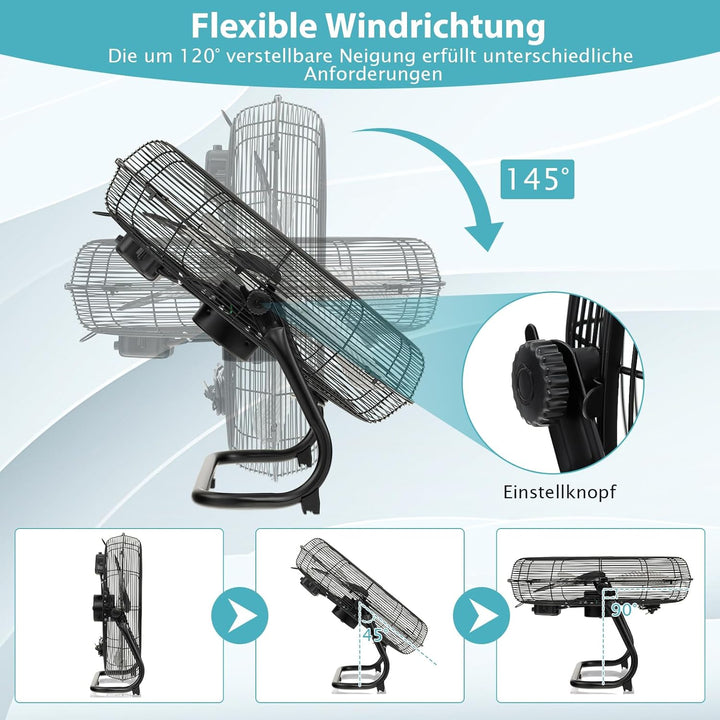 COSTWAY Bodenventilator 160W mit 3 Stufen, Trommelventilator | Windmaschine mit 3 Geschwindigkeitsst