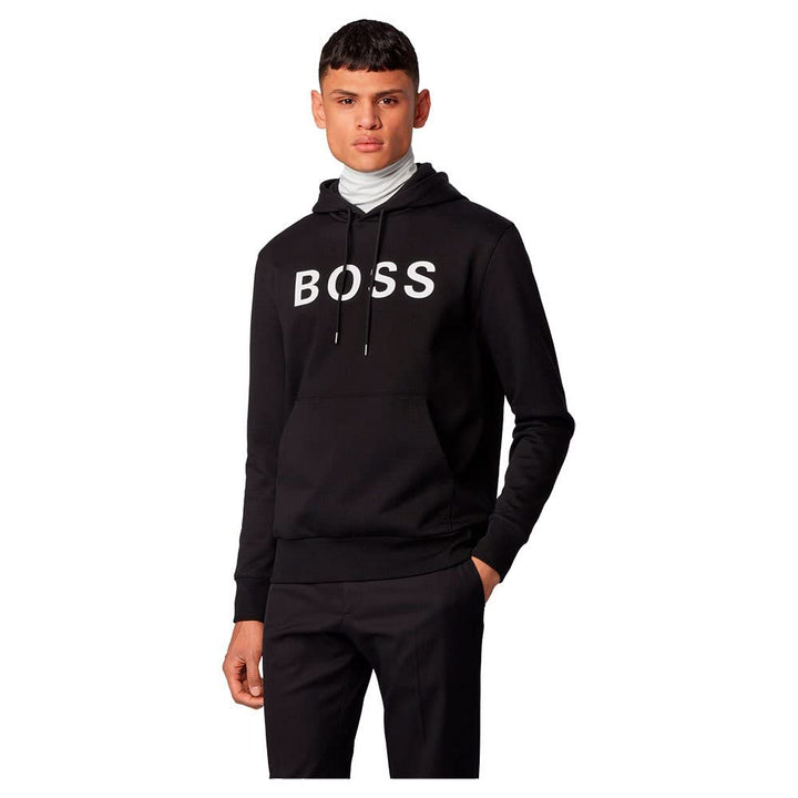 BOSS Herren Seeger 26 BB Kapuzenpullover aus merzerisierter Baumwolle mit gummiertem Logo-Print
