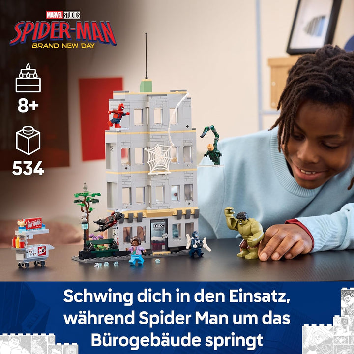 LEGO | Marvel Grosser Showdown: Spider-Man vs. Hulk - Interaktives Spielzeug mit 4-stöckigem Bürogeb