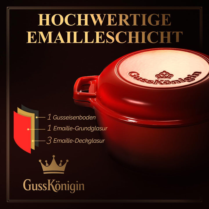 2in1 Brottopf 26 cm– Gusseisen Topf Brot Backen als Dutch Oven– Emaille Brotbacktopf & Brotbackform–