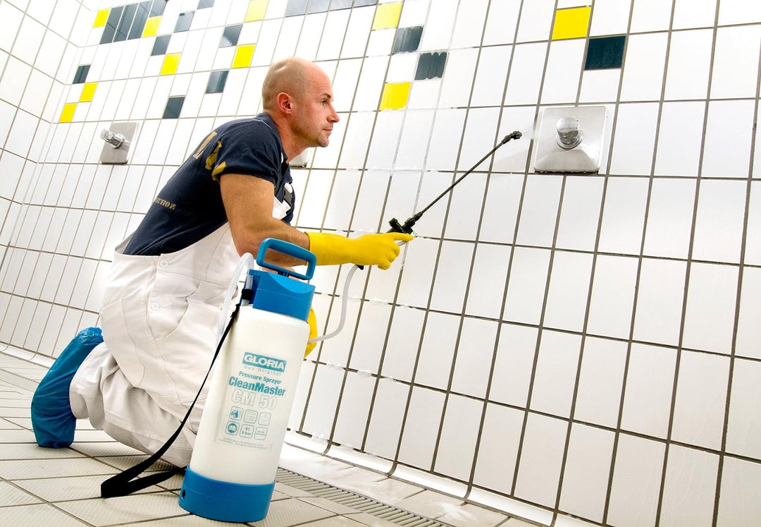 Gloria Drucksprüher CleanMaster cm 50 | 5 L Reinigungssprüher | Für Säuren, Laugen, Reinigungsmittel