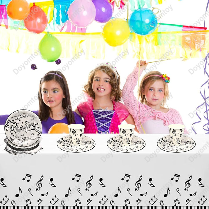 Doyomtoy Musik Deko - 61 Stück Musiknoten Partygeschirr Set mit Liebe, Tassen, Servietten für Geburt