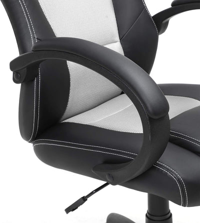 SONGMICS Racing Stuhl Bürostuhl Gaming Stuhl Chefsessel Drehstuhl PU, schwarz-grau, OBG56BG, 70*66.5