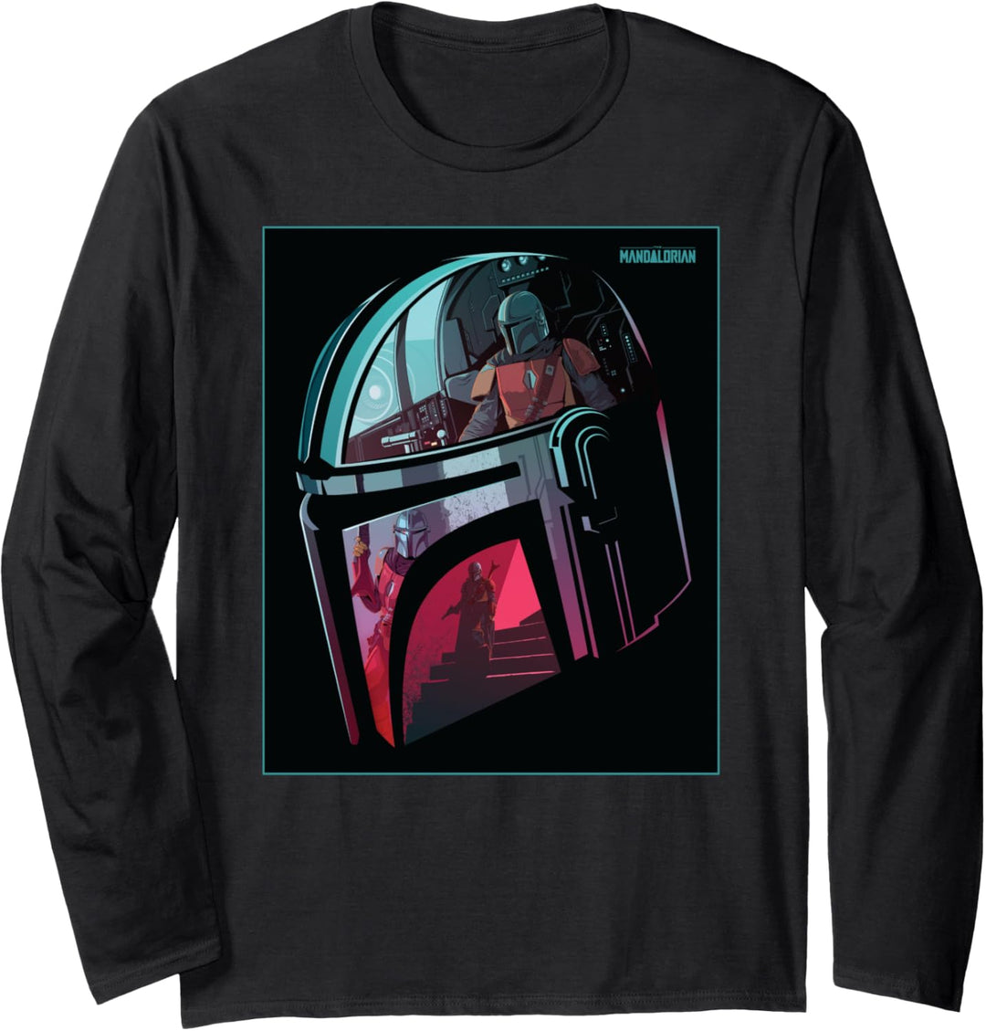Star Wars The Mandalorian Neon Helmet Langarmshirt
