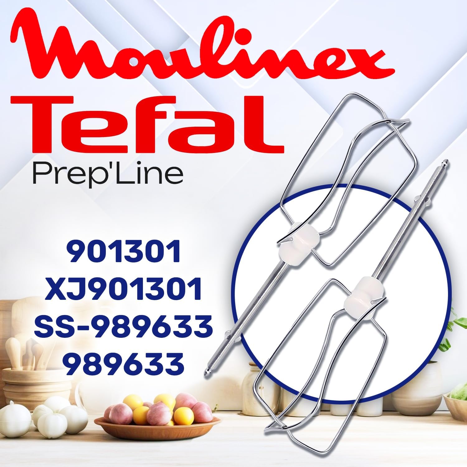 MONTERAL Rührbesen für Handmixer mit dem Originalcode XJ901301 SS-989633 für Tefal Prep’Line für Mou