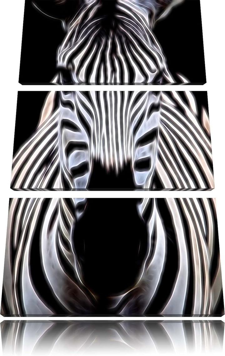 Dark Zebra Porträt Spezial 3-Teiler Leinwandbild 120x80 Bild auf Leinwand, XXL riesige Bilder fertig