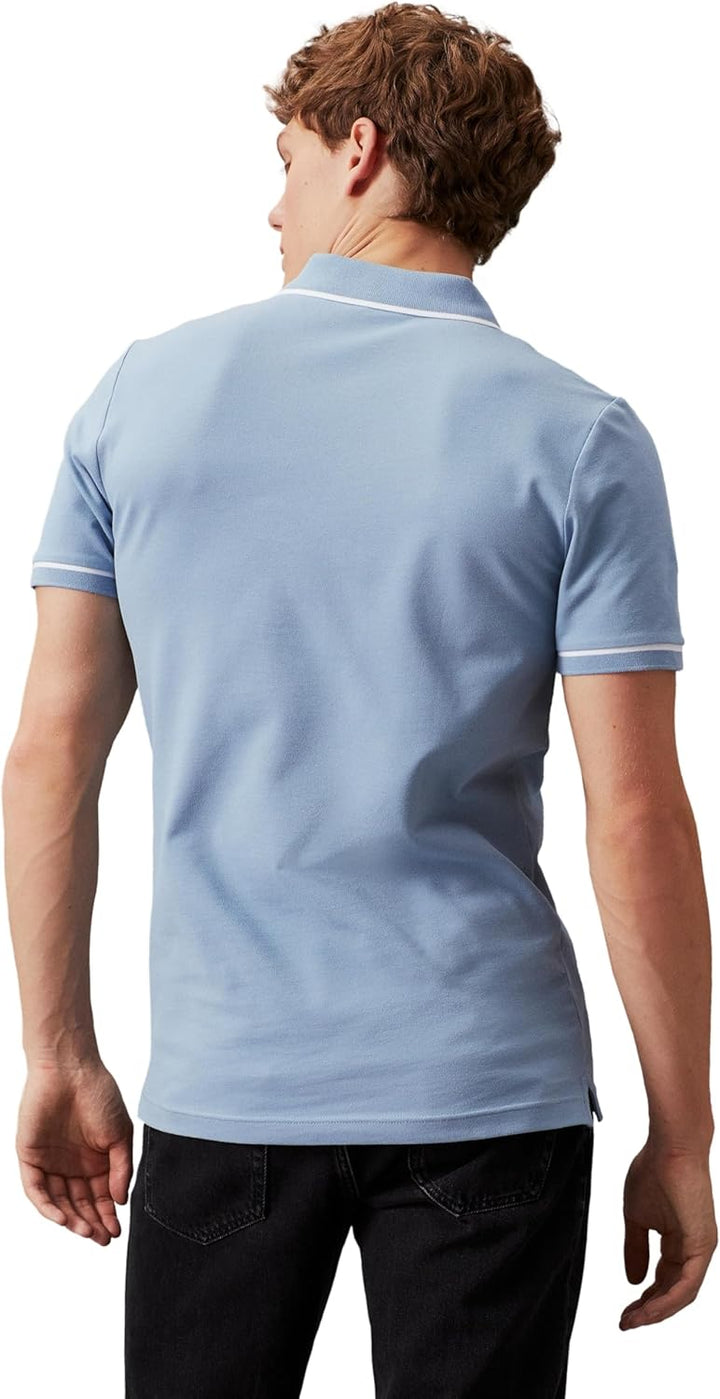 Calvin Klein Herren Kurzarm Poloshirts, XS Blau (Faded Denim)