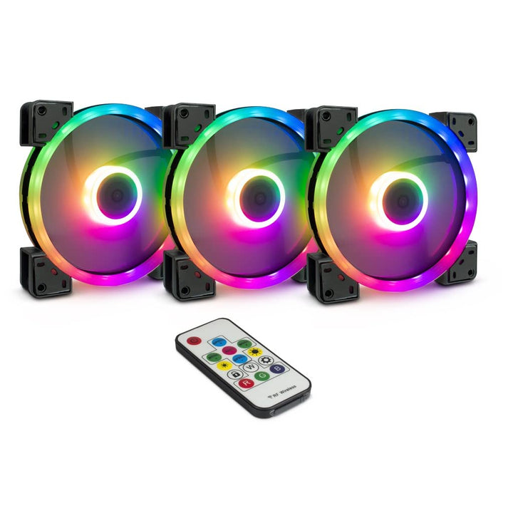 Inter-Tech Lüfter 140 x 140 x 25 mm Argus RGB-Fan Set RS-14 3 Stück 88885536