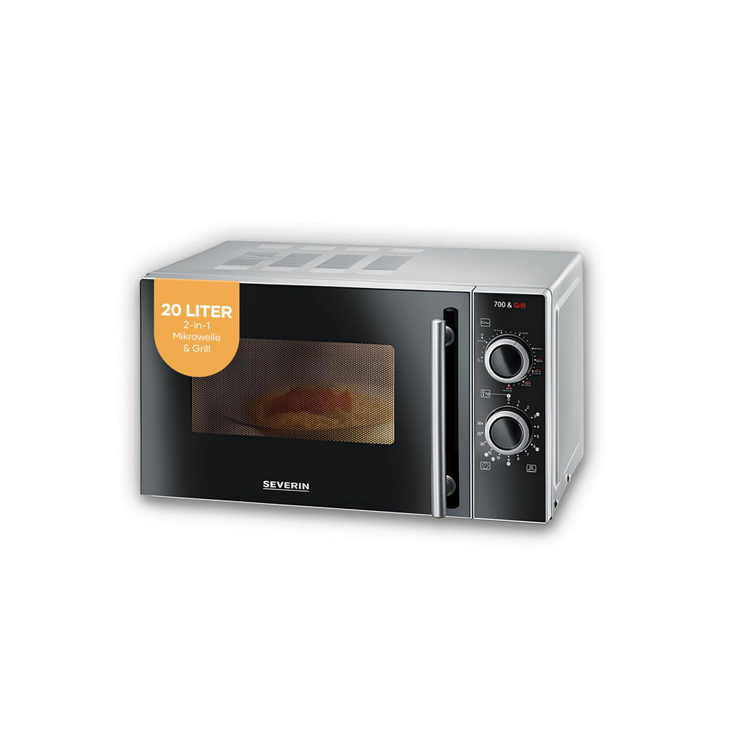 SEVERIN 2-in-1 Mikrowelle mit Grill 700 W, Grillofen mit 9 Automatikprogrammen, Mikrowelle mit Grill