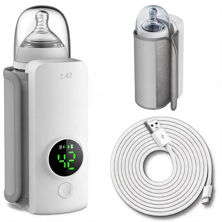 Tragbarer Flaschenwärmer mit 6000mAh - Schnelles Aufheizen in 2-5 Min, 48H Warmhalten, Präzise Tempe