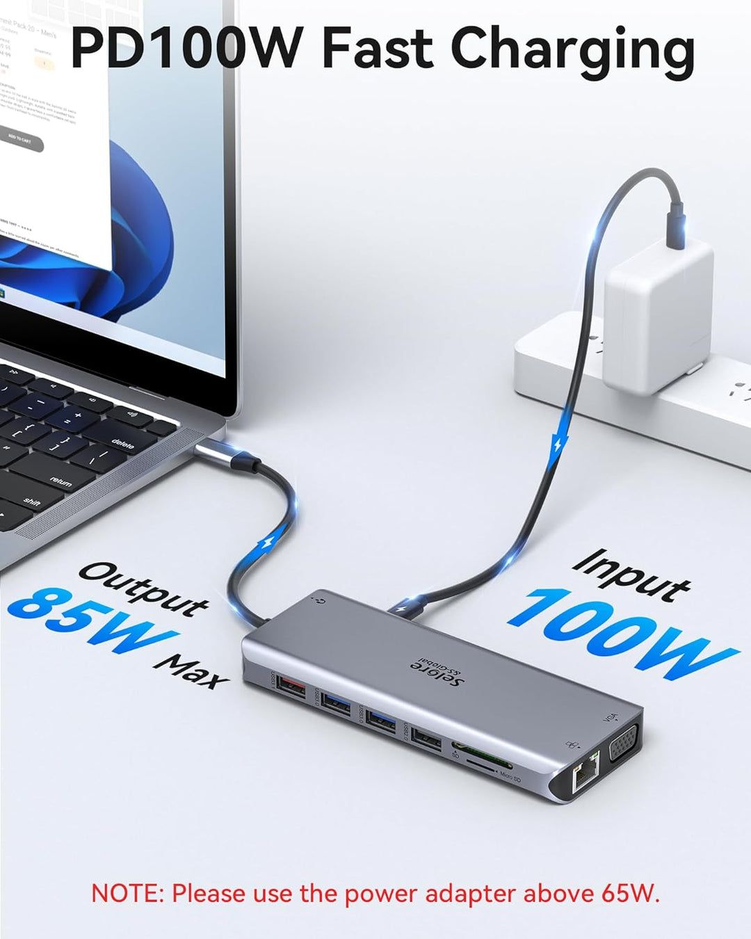 USB C Dockingstation Dual HDMI, Selore 14 in 1 Dockingstation Triple Display, USB C Hub mit 2*4K HDM