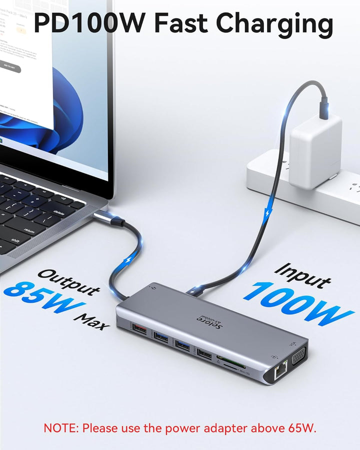 USB C Dockingstation Dual HDMI, Selore 14 in 1 Dockingstation Triple Display, USB C Hub mit 2*4K HDM