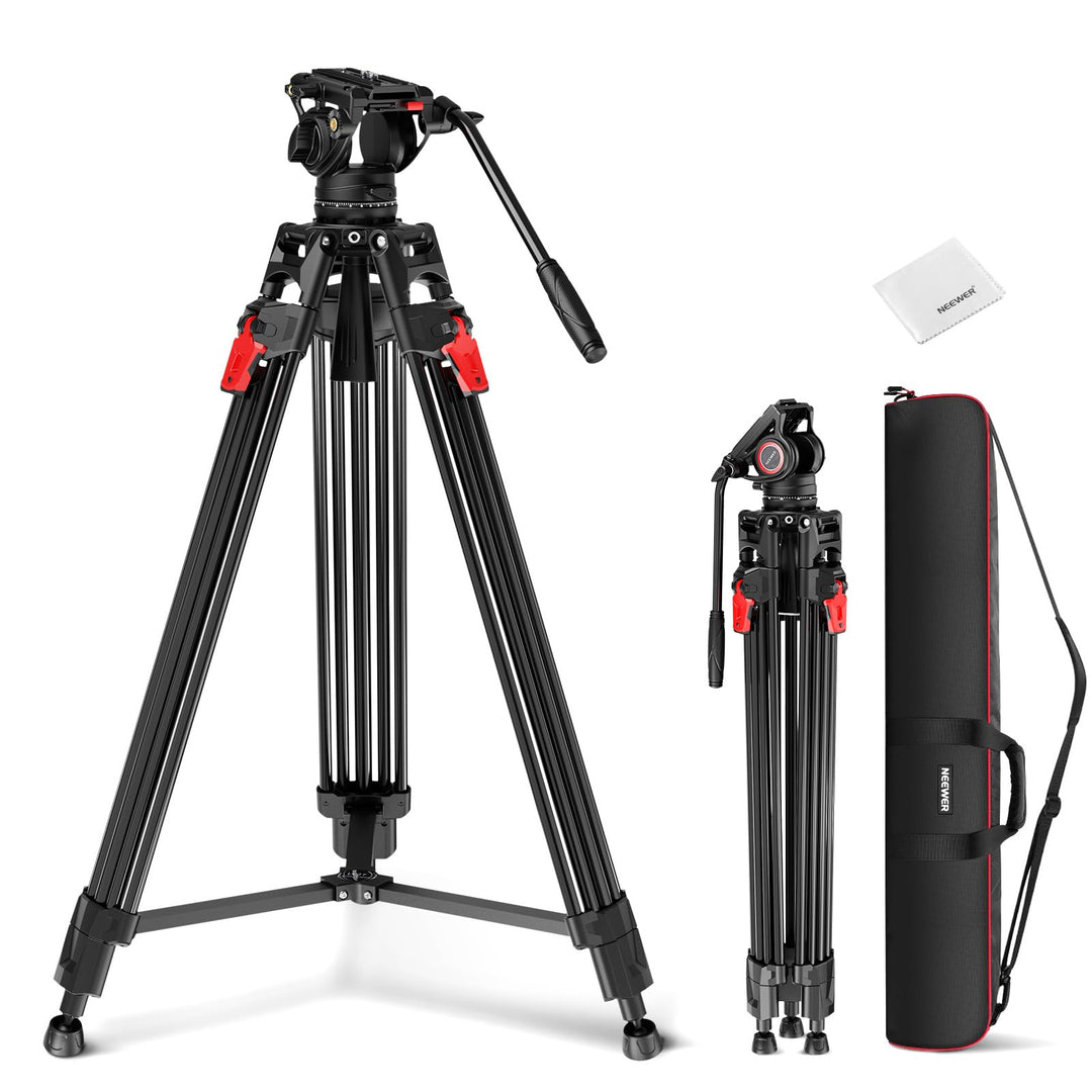 NEEWER 76" Kamera Videostativ mit Fluidkopf, One Step Schnellverschluss, Robustes Aluminium Tragesta