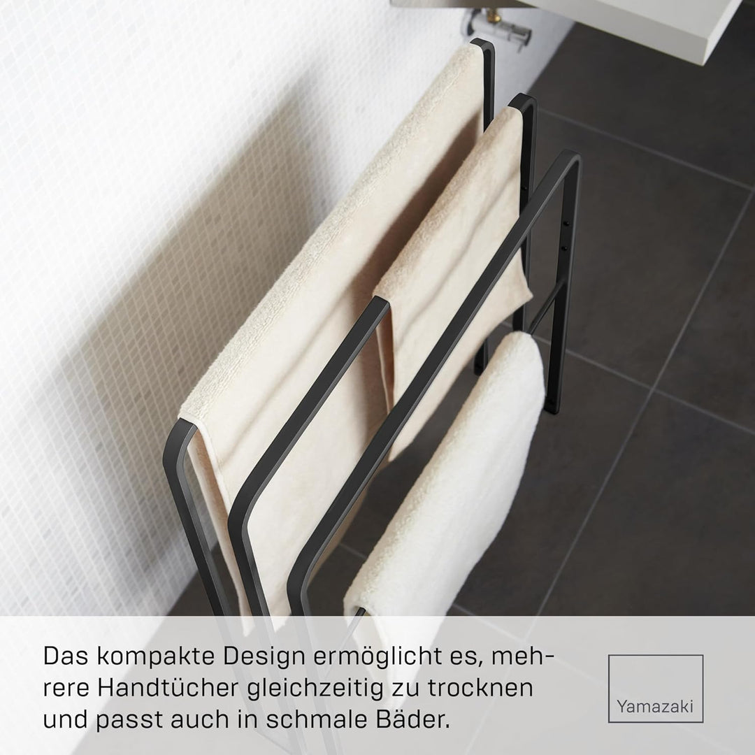 Bath towel hanger with 3 bars - Tower - Black Schwarz, Schwarz