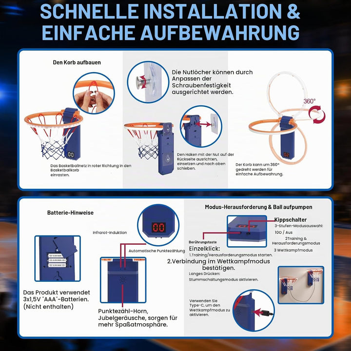 Mini Basketballkorb, 2pcs Basketballkorb mit Elektronische Anzeigetafel, Indoor Hoop Höhenverstellba