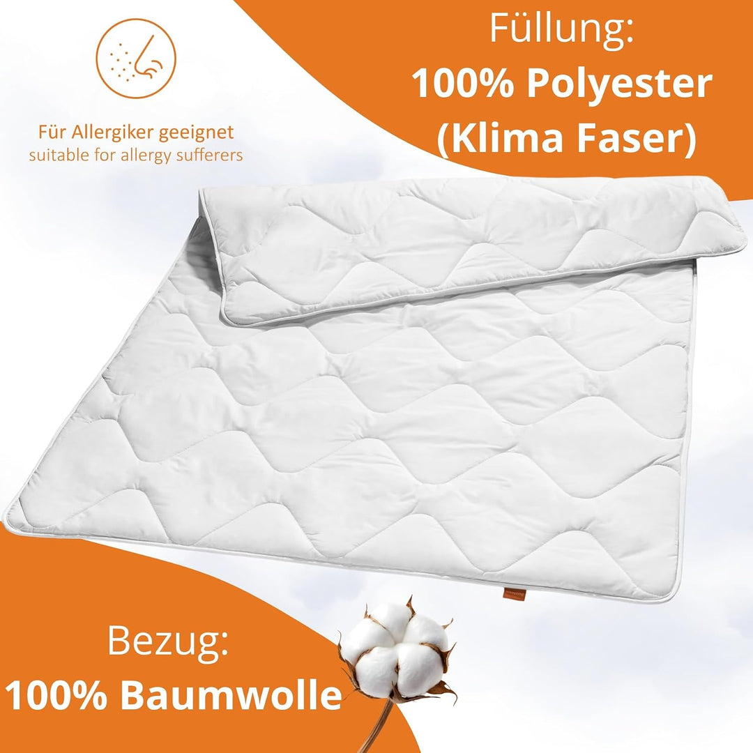sleepling 190057 Basic 300 leichte Sommerdecke Sommerbettdecke aus 100% Baumwolle Satin 135 x 200 cm