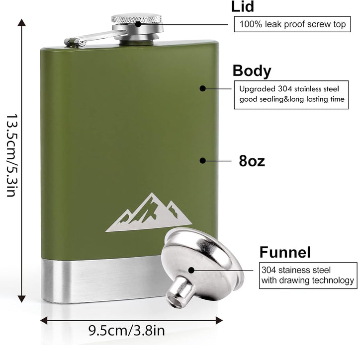 KWANITHINK Flachmann, 8oz/227ml Edelstahl Flachmann mit Trichter, Flachmann Whisky Hip Flask, Gesche