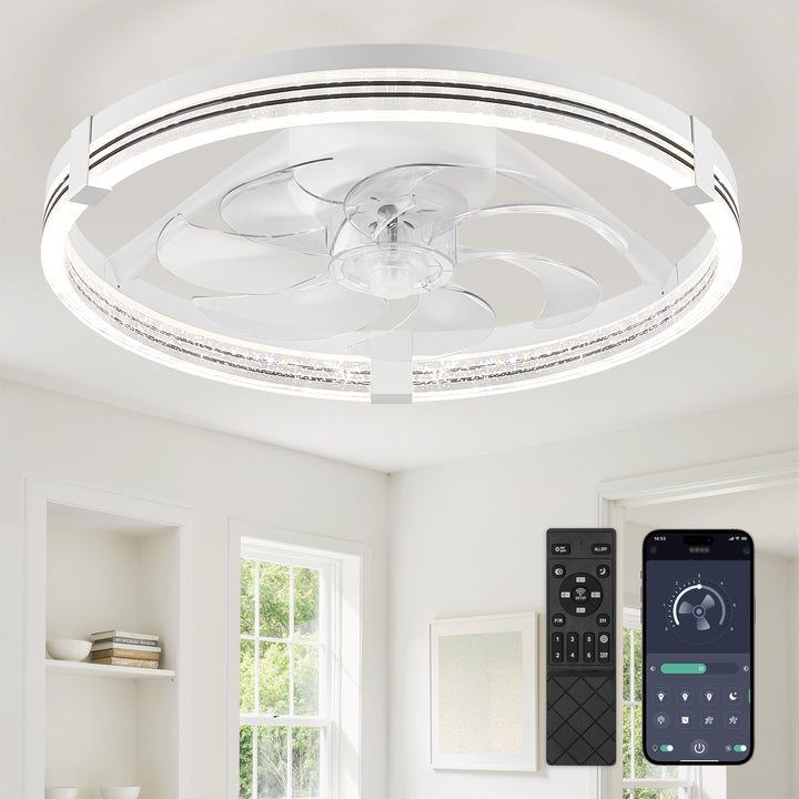 ZMISHIBO Deckenventilator mit Beleuchtung, dimmbare LED 3000K-7000K, 6 Geschwindigkeiten, Umkehrfunk
